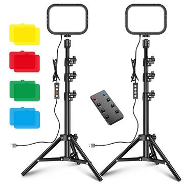 2 LED Lights on Adjustable Tripod and 4 Color Filters for Photo and Video