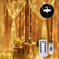 300 LED Curtain String Lights with Remote Control - Warm White