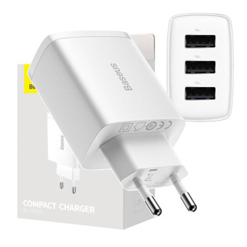 Kompaktná rýchlonabíjačka Baseus CCXJ020102, 3x USB, 17 W