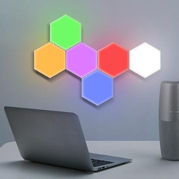 Pack Touch Induction Magnetic Light DIY Honeycomb Modular Wall Lamp Home Decor [Color Edition] - EU Plug - 6 Pcs.