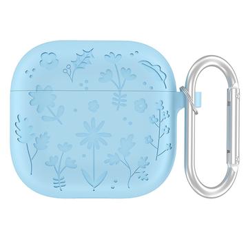 AirPods 4 Flower Pattern Liquid Silicone Case w. Carabiner