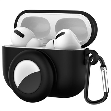 AirPods Pro/Airtag Silikone Case s karabínom - čierna