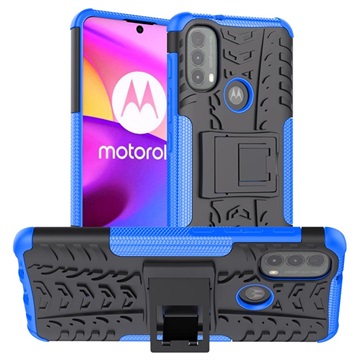 Anti -Slip Motorola Moto E20/E30/E40 Hybridné puzdro so stojanom - modrá/čierna