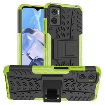 Anti-Slip Motorola Moto E22/E22i Hybrid Case so stojanom - zelená / čierna