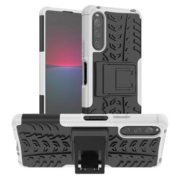 Anti-Slip Sony Xperia 10 IV Hybrid Case with Stand - White / Black