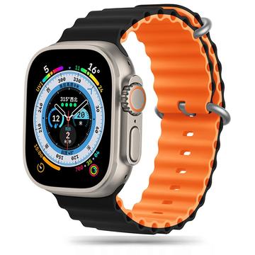 Apple Watch Ultra 2/Ultra/9/8/SE (2022)/7/SE/6/5/4 Tech-Protect Iconband Pro TPU Strap - 49mm/45mm/44mm/42mm - Black / Orange