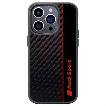 Púzdro Audi Carbon Fiber Stripe pre iPhone 14 Pro - Čierne