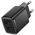 Nabíjačka na stenu základne s 2 portmi USB - 10,5 W - čierna