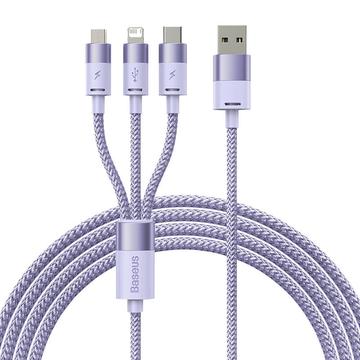 Baseus StarSpeed 3-in-1 Charging and Data Cable - 1.2m, 3.5A - Purple