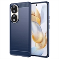 Honor 90 Puzdro z Brúseného TPU - Uhlíkové Vlákno - Modrá