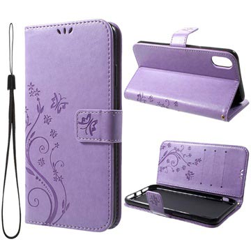 Motýľ série iPhone XS Max Pase Wallet - Violet