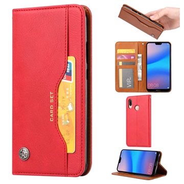 Séria sada kariet Huawei P30 Lite Wallet Case - červená