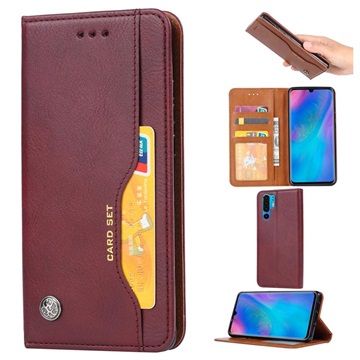 Sada kariet Huawei P30 Pro Wallet Case - Wine Red