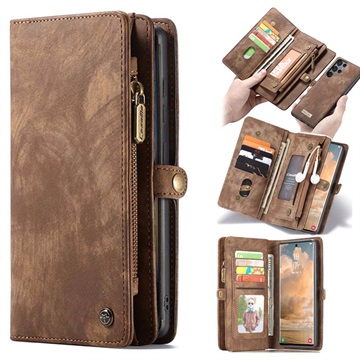 CASEME 2-v-1 multifunkčný Samsung Galaxy S22 Ultra 5G Wallet Case-Brown-Brown