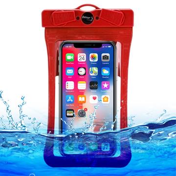 Checkered Pattern IPX8 Universal Waterproof Case - 6.8" - Red