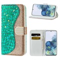 Séria Croco Bling Series Samsung Galaxy S21 5G Case Case - Green