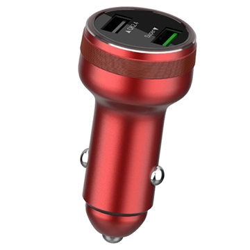 Dual USB Warp Car Charger GX739 - 65W - červená