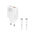 Dudao A30EUT 30W GaN Wall Charger with USB-C Cable - White