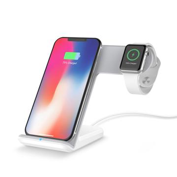 F11 2-v-1 mobilný telefón Smart Watch Bezdrôtový nabíjací stojan Qi Wireless Fast Charger pre iPhone Samsung Apple Watch