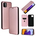 Samsung Galaxy A22 5G, Galaxy F42 5G Flip Case - uhlíkové vlákno