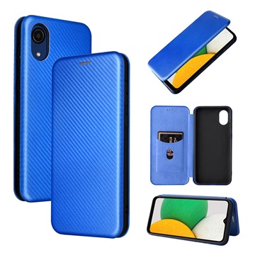 Samsung Galaxy A03 Core Flip Case - uhlíkové vlákno - modrá