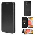 Samsung Galaxy A42 5G Flip Case - uhlíkové vlákno - čierna