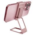 Skladací kovový stojan na stolný telefón otočný o 360 stupňov na zadnú svorku mobilného telefónu zo zinkovej zliatiny – ružové zlato