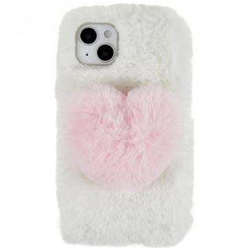 Plush Heart iPhone 14 Plus TPU Puzdro - Biely