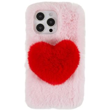 Plush Heart iPhone 14 Pro TPU Puzdro - Ružová