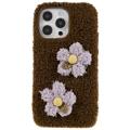 TPU puzdro Fluffy Flower Series iPhone 14 Pro - Hnedá