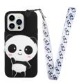 Cartoon Design iPhone 14 Pro Max TPU Puzdro s Vreckom na Zips - Panda