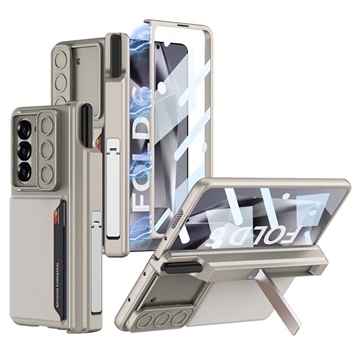 Samsung Galaxy Z Fold6 GKK Magnetic Hybrid Case w. Card Holder, Camera Slider - Titanium