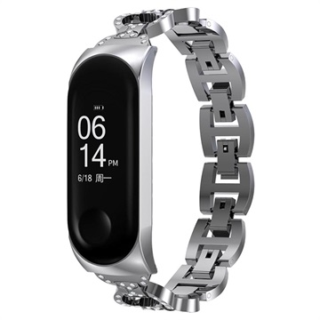 Xiaomi Mi Band 5/6 Glam Nerezová oceľový remienok - striebro