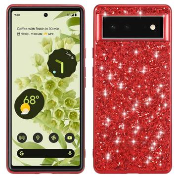 Glitter Series Hybridné puzdro Google Pixel 8a - Červená