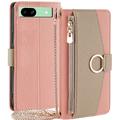 Google Pixel 8a Makeup Mirror Wallet Case w. Shoulder Strap - Pink