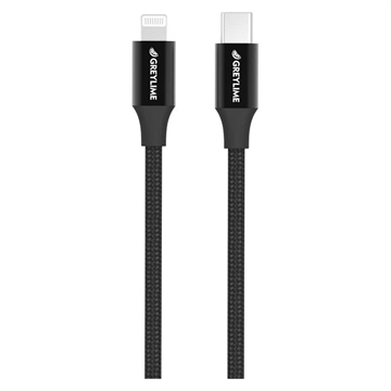 GreyLime 18W opletený USB-C / Lightning kábel – MFi Certified – 1m – Čierna