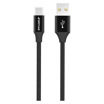 Pletený Kábel USB-A / USB-C GreyLime - 1m - Čierna