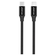 Pletený Kábel USB-C / USB-C GreyLime - 1m - Čierna