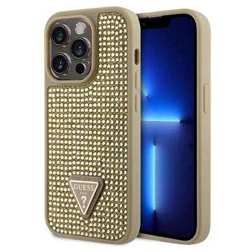 iPhone 15 Pro Guess Rhinestones Triangle Metal Logo Case