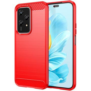 Honor 200 Lite Puzdro z Brúseného TPU - Uhlíkové Vlákno - Červená