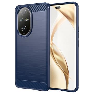 Honor 200 Pro Puzdro z Brúseného TPU - Uhlíkové Vlákno - Modrá