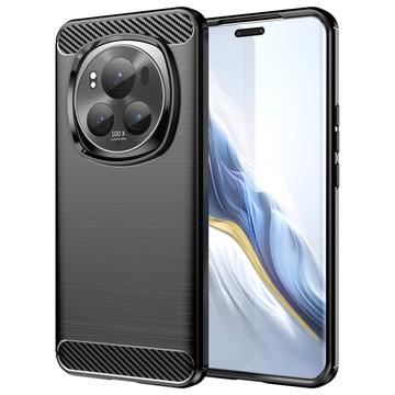 Honor Magic6 Pro Puzdro z Brúseného TPU - Uhlíkové Vlákno - Čierne