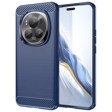 Honor Magic6 Pro Puzdro z Brúseného TPU - Uhlíkové Vlákno - Modrá