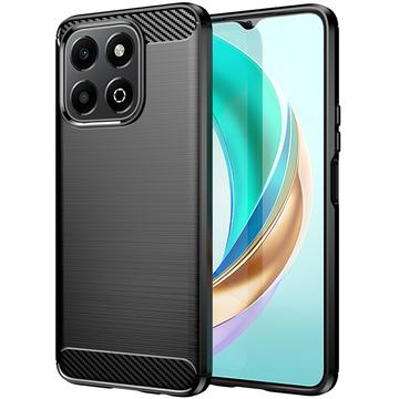 Honor X6b Puzdro z Brúseného TPU - Uhlíkové Vlákno - Čierne