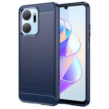 Honor X7a Puzdro z Brúseného TPU - Uhlíkové Vlákno - Modrá