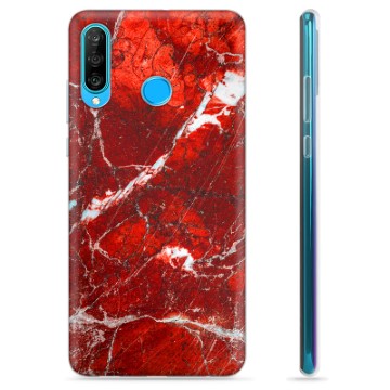 Huawei P30 Lite puzdro TPU - Červený mramor