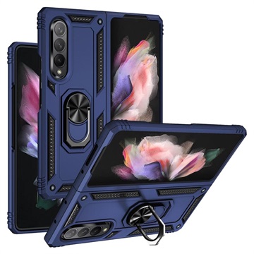 Samsung Galaxy Z Fold3 5g Hybridné puzdro s kovovým kickstandom - modrá