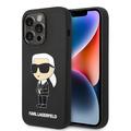 Karl Lagerfeld Ikonik silikónové puzdro iPhone 15 Pro - Čierne