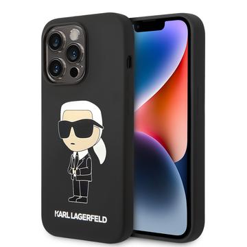 Karl Lagerfeld Ikonik silikónové puzdro iPhone 15 Pro - Čierne