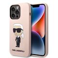 Karl Lagerfeld Ikonik silikónové puzdro iPhone 15 Pro - Ružová